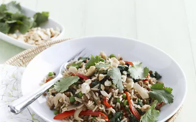 Plate of rice and lentil pilaf