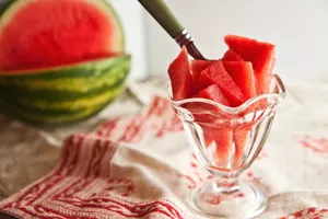 Cut watermelon in a dessert cup