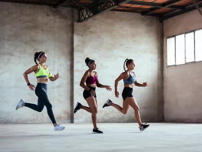 three women working out