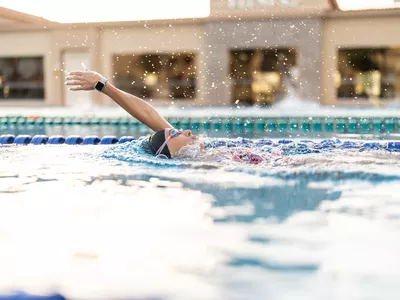 person doing a backstroke