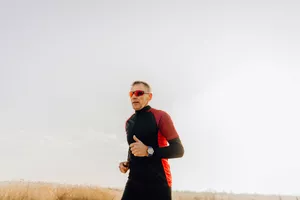 Photo of a senior triathlete during the training