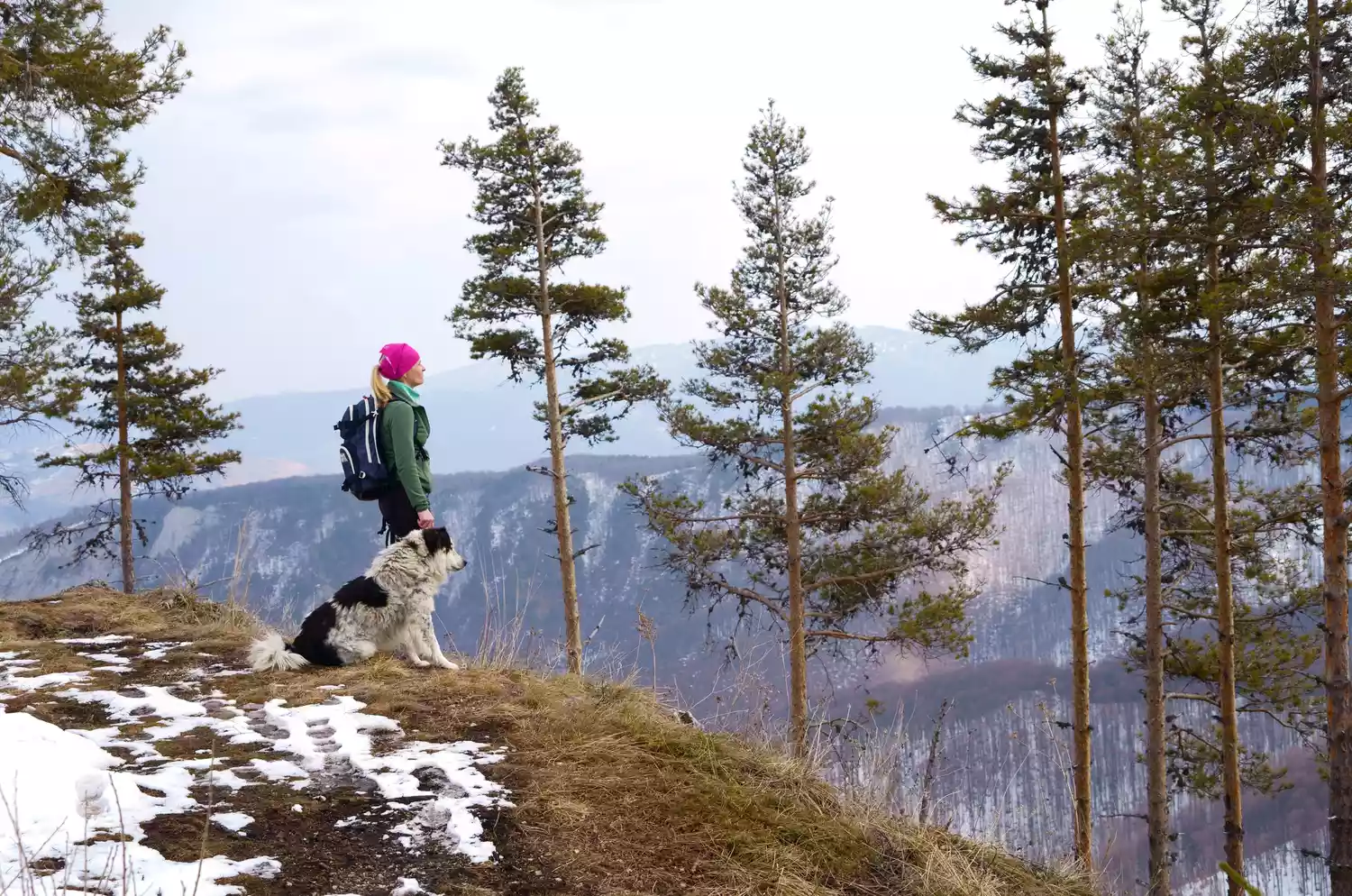 Woman walking in the cold