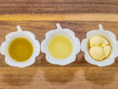 Various butters and oils used for cooking