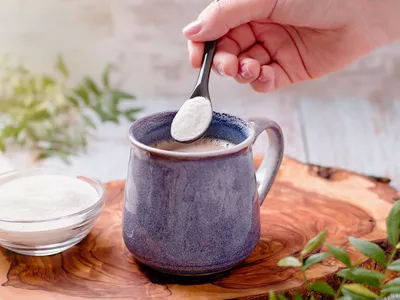 Collagen powder added to coffee