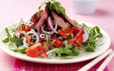 steak and salad