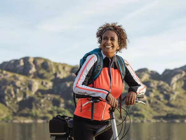 woman biking