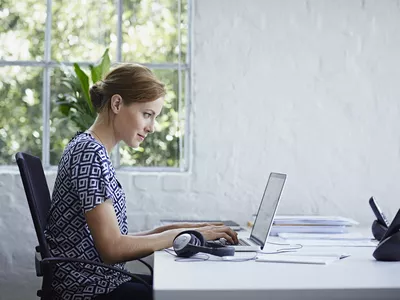 Woman using the computer