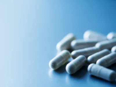 Pills on Blue Close-up