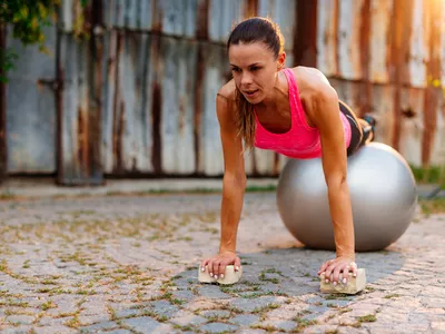 Woman working out in park