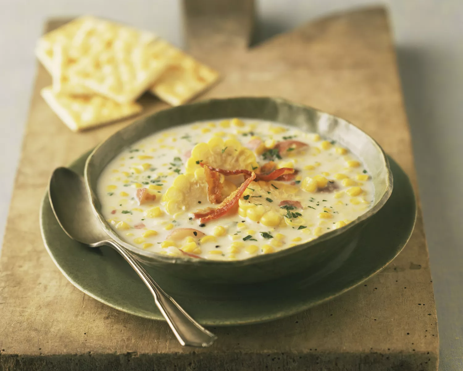 corn chowder in bowl