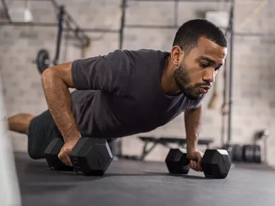 Handsome Man Doing Push Ups Exercise