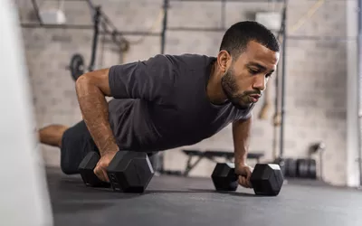 Handsome Man Doing Push Ups Exercise