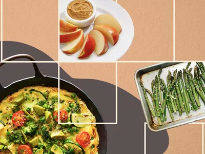 Gluten-Free Meal Plan including frittata, peanut butter, and asparagus