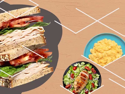 High Protein Foods: Turkey Sandwich, Scrambled Eggs, Chicken