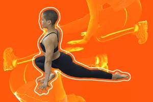 woman doing a glute stretch