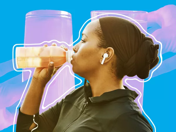 women drinking electrolytes 