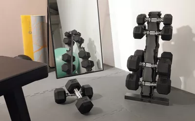 CAP Barbell 150 LB Dumbbell Set with Rack