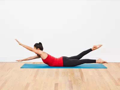 woman doing swimming pose