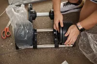Hand adjusting weight for Nuobell Adjustable Dumbbells