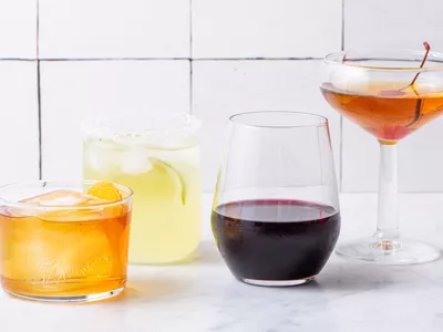 A variety of alcoholic drinks