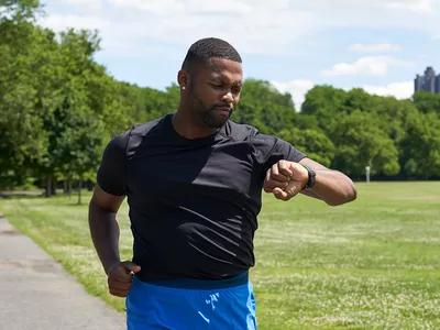 Man checking his heart rate