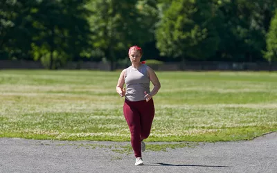 Woman running outside