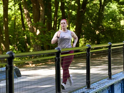 Woman running outside