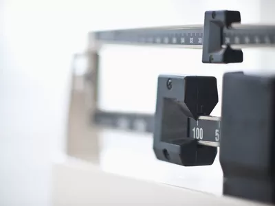 close-up of top of manual scale