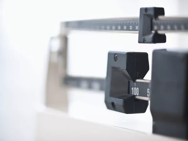 close-up of top of manual scale