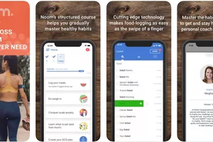 Screenshots of the Noom app from the App Store.