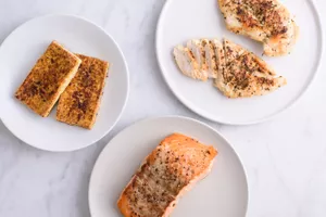 group of proteins: tofu, chicken, salmon