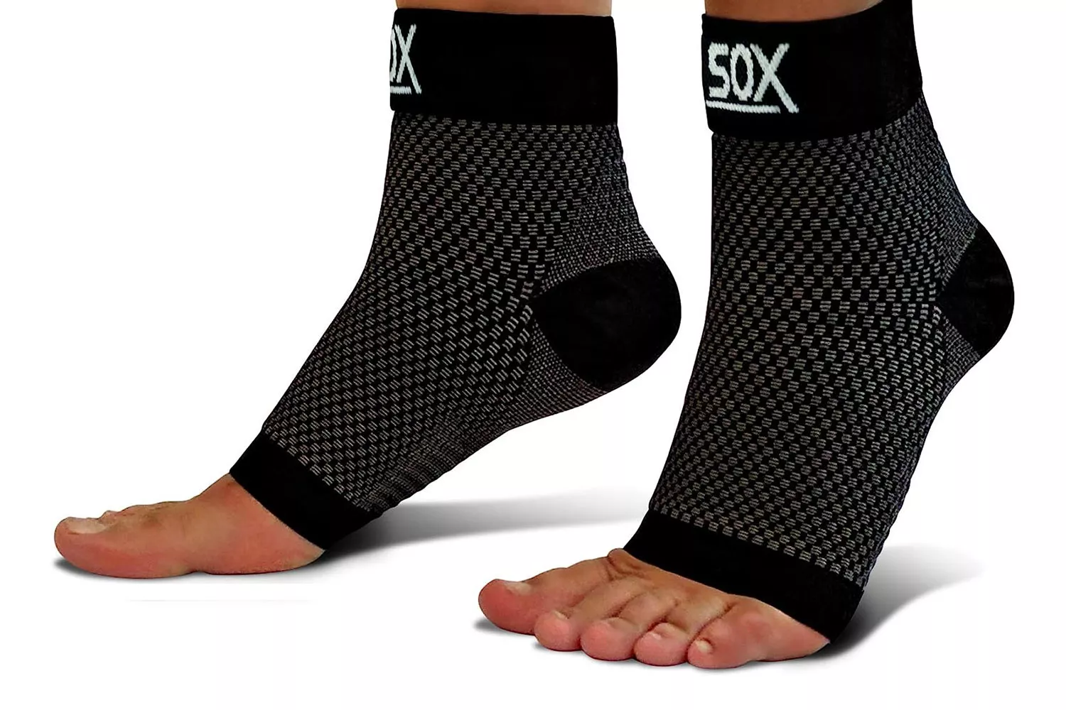 SB SOX Plantar Fasciitis Relief Socks (1 Pair) for Women &amp; Men - Best Compression Sleeves for All Day Wear with Foot/Arch Support for Pain Relief (Black, Medium)