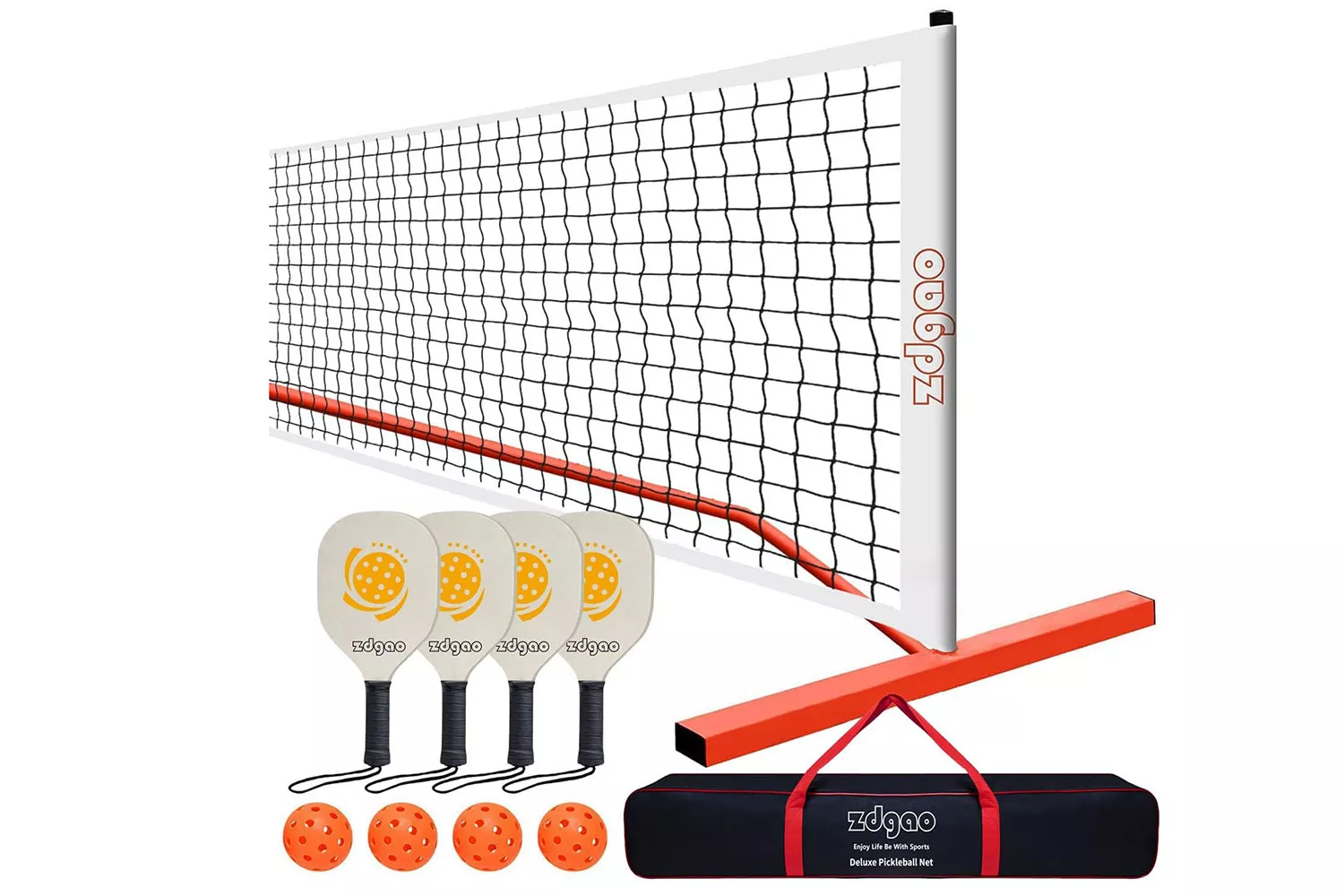 Amazon SGSPORT Portable Pickleball Net Set with 4 Pickleball Paddles