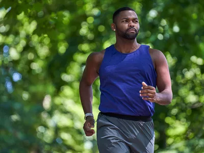 man running in a park