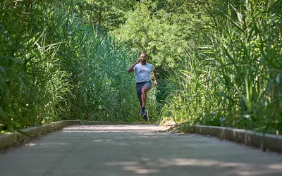 man working on running drills