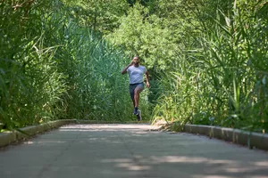 man working on running drills