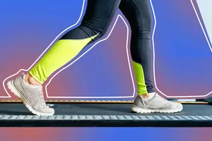 Person walking on treadmill