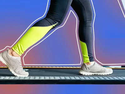 Person walking on treadmill