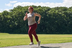 Woman running outside