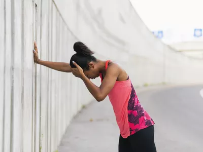 Tired jogger dizzy after her run