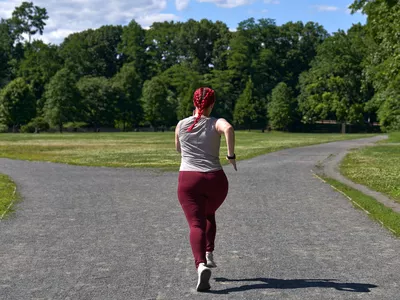 Woman running outside