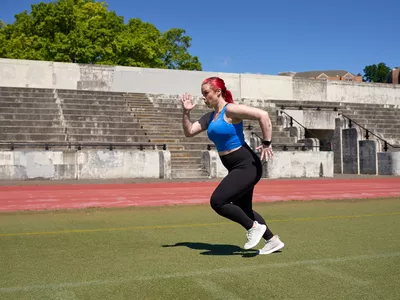 Woman running outside