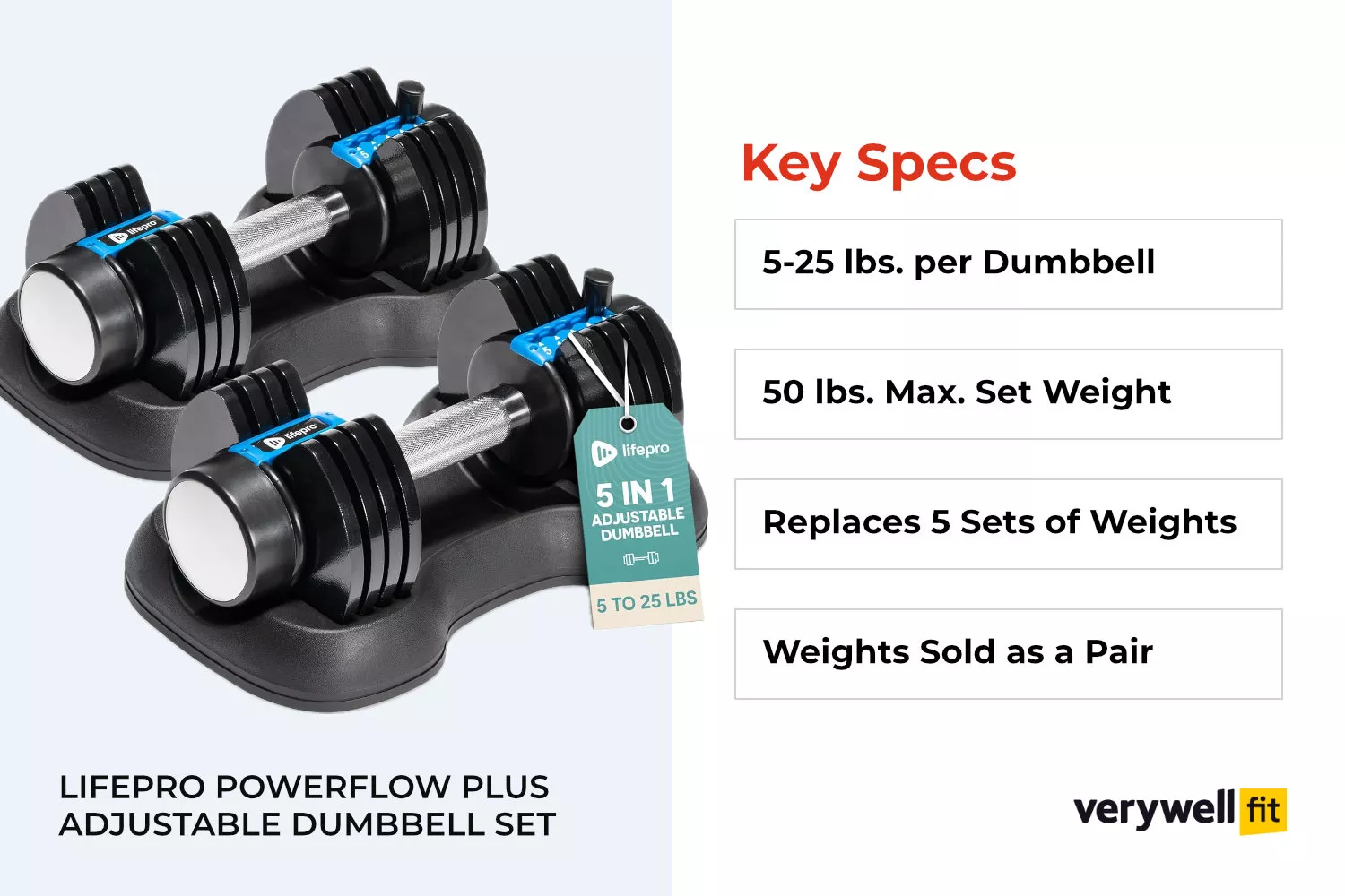 Lifepro PowerFlow Plus Adjustable Dumbbell Set