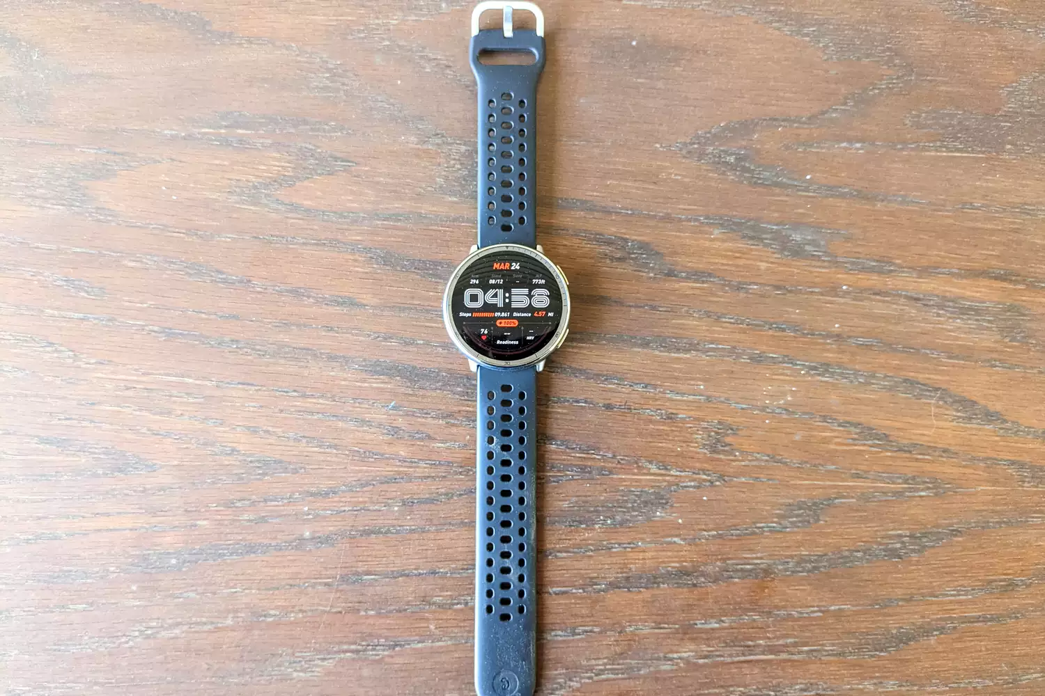 The Amazfit Active 2 Smartwatch on a wooden table