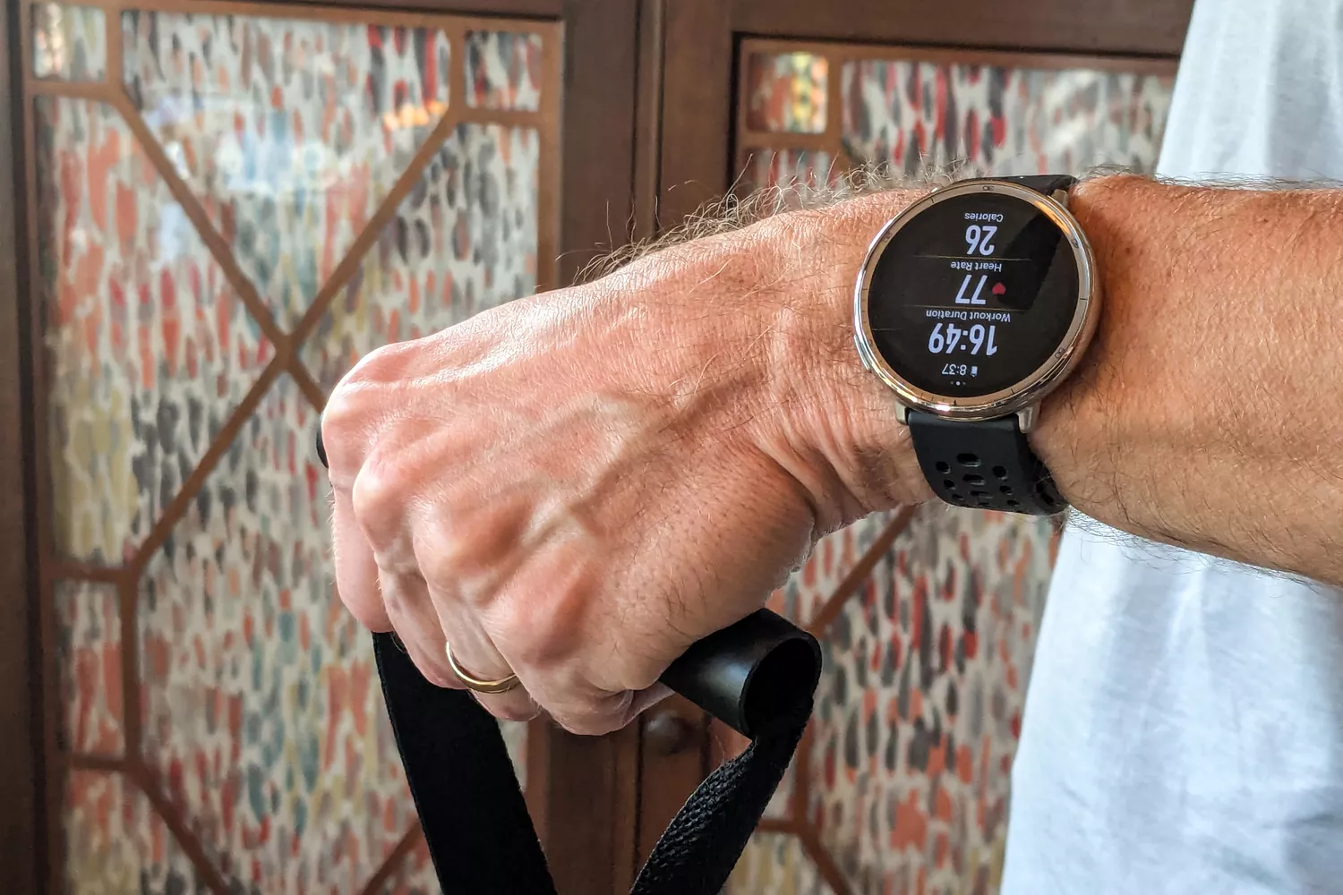 A person wears the Amazfit Active 2 Smartwatch