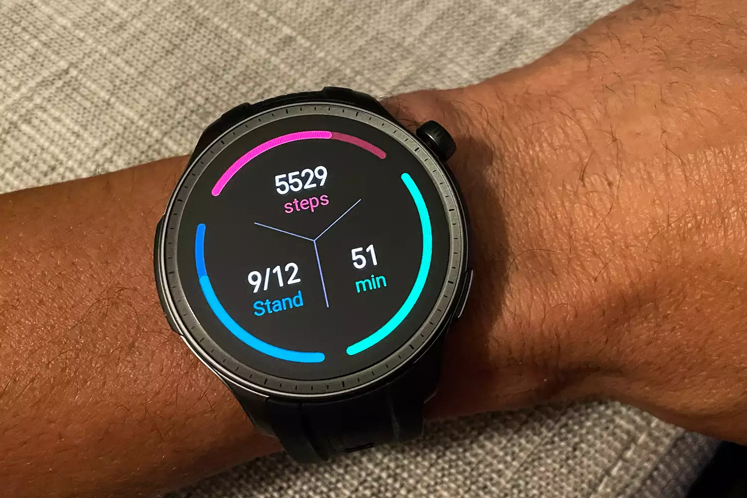 The digital display on the Amazfit Balance Smart Watch