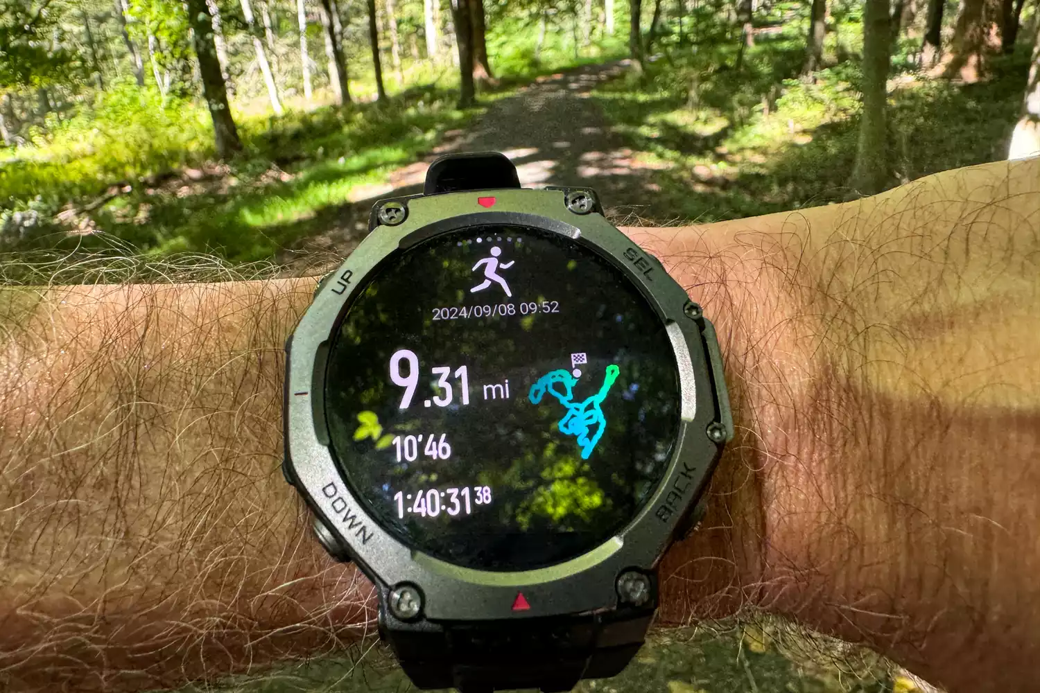 The digital display on the Amazfit T-Rex 3 Smartwatch