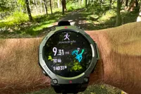 The digital display on the Amazfit T-Rex 3 Smartwatch