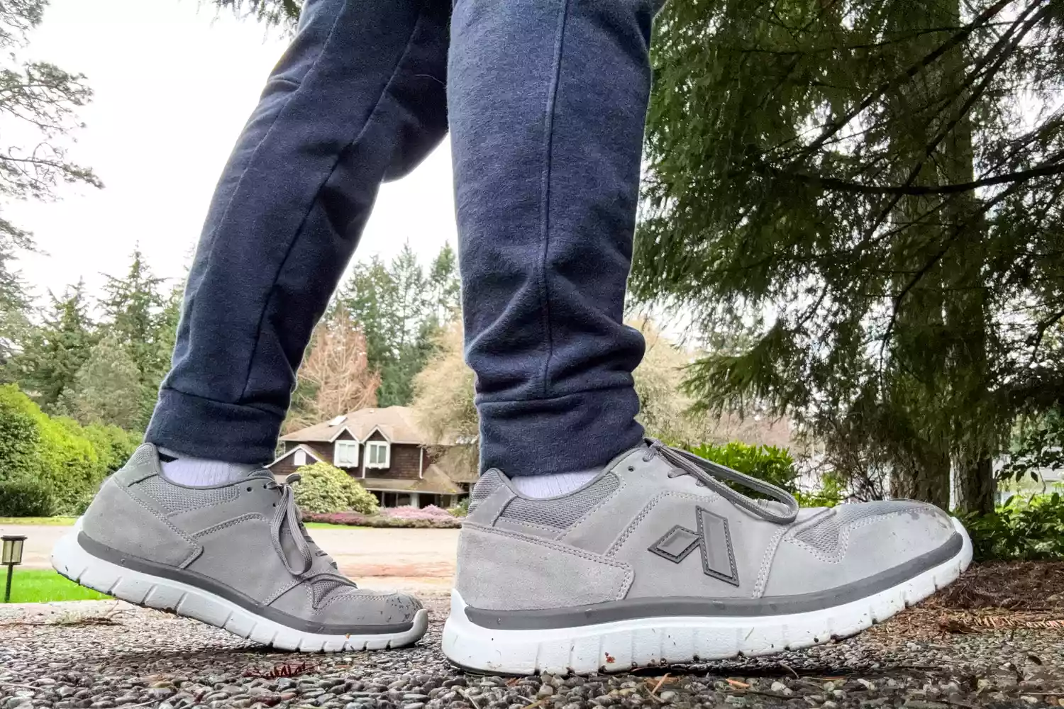 A close-up of a person's legs walking in the Anodyne No. 50 Men's Sport Trainers