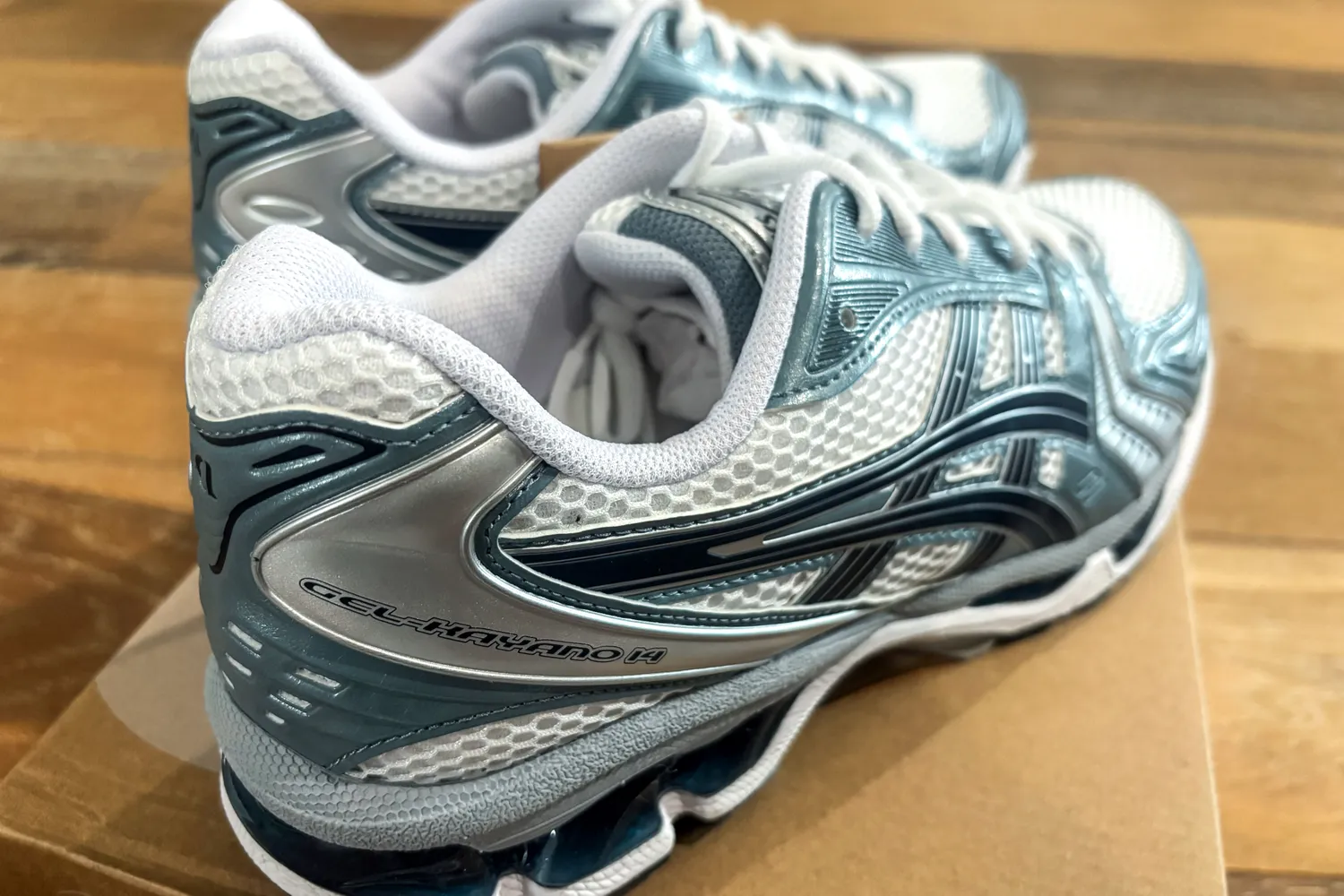 The details on the side and heel of the Asics Men's Gel-Kayano 14 Sneakers